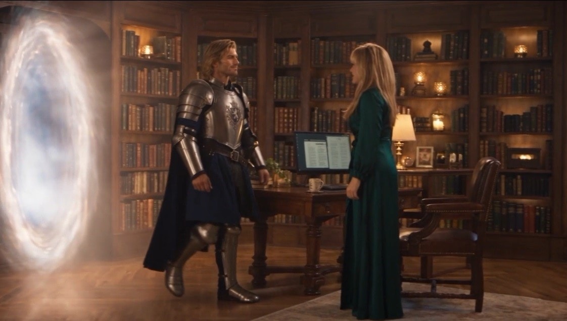 Sandra goes through a portal to Velmora